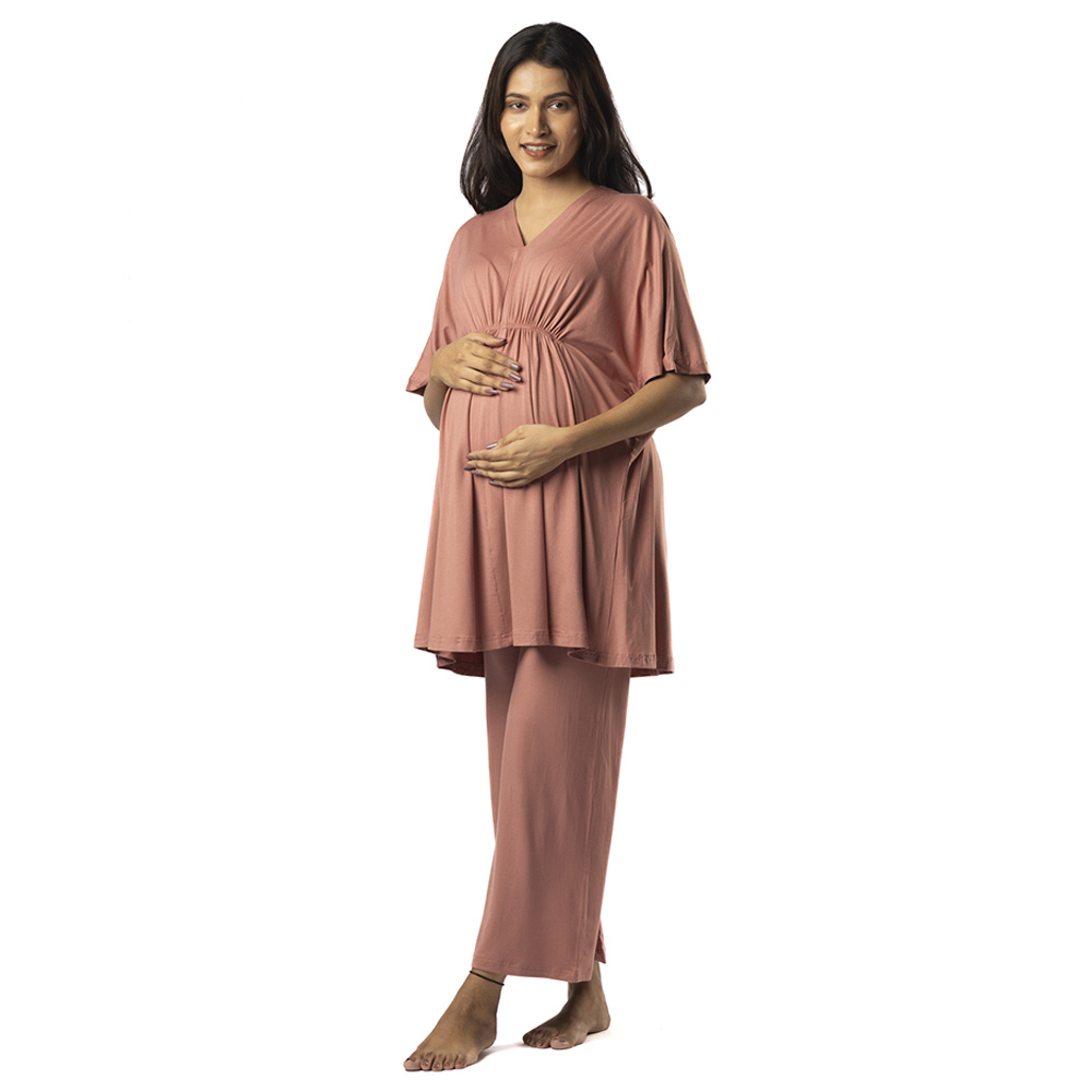 Block Hop - Maternity Kaftan Top - Old Rose