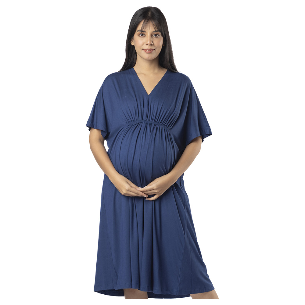Block Hop - Maternity Kaftan Dress - Blue