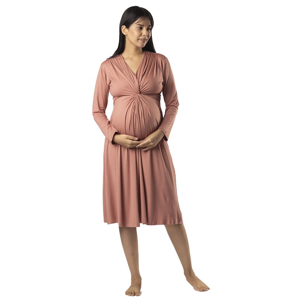 Block Hop - Knotted Dress - Old Rose