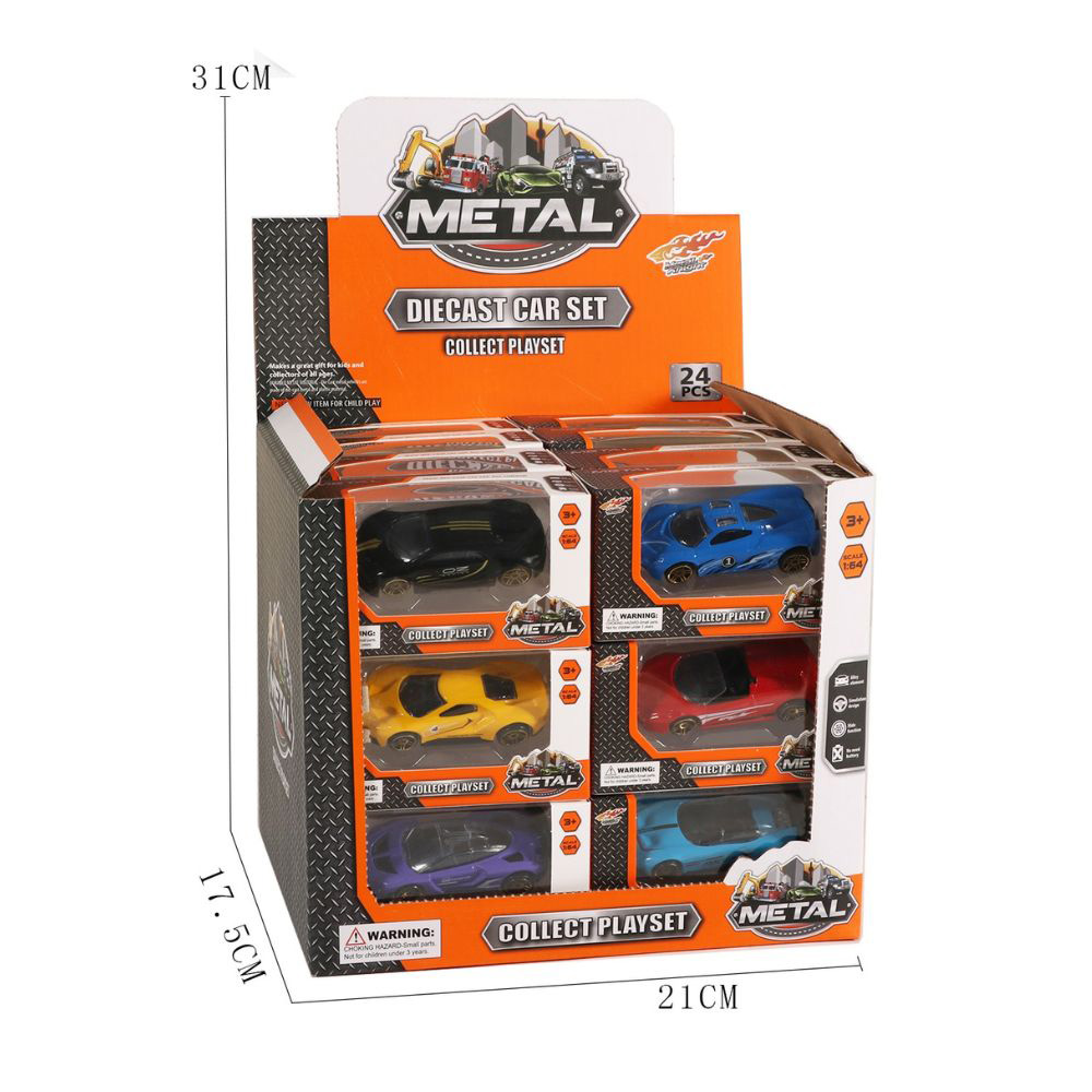 Jawda - Metal Die Alloy Cast Car Set - 24 Pcs - Color May Vary
