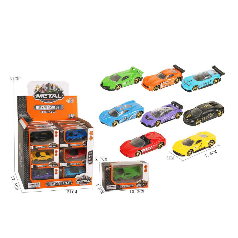 Jawda - Metal Die Alloy Cast Car Set - 24 Pcs - Color May Vary