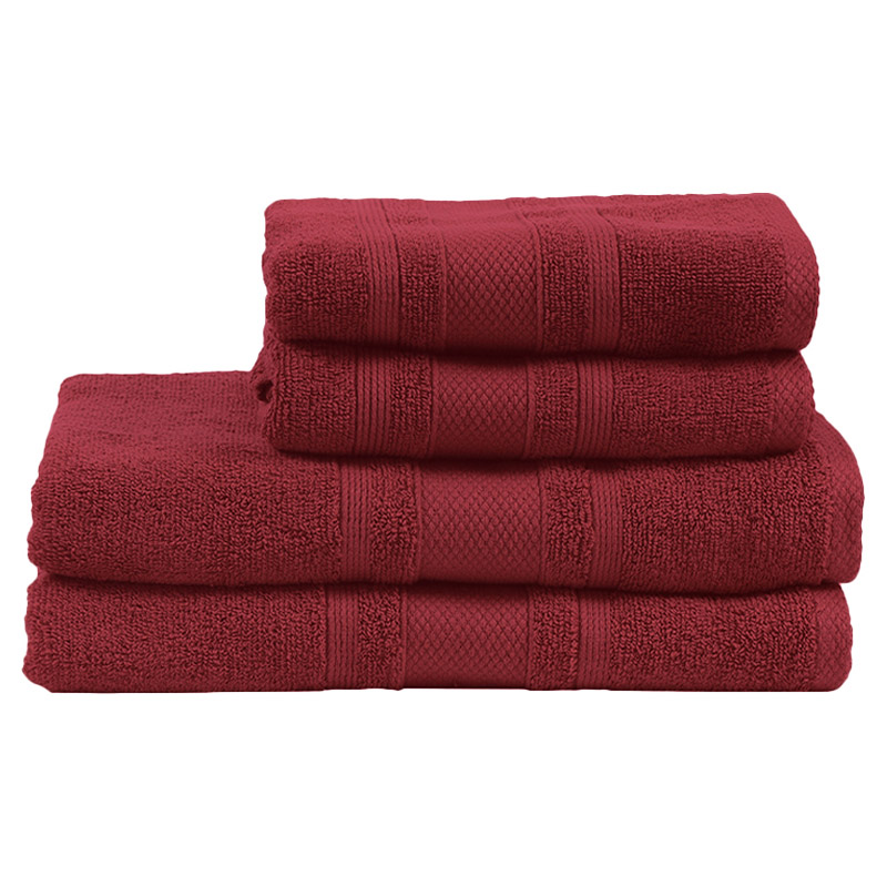 BYFT - Home Castle Hand Towel 2pcs and Bath Towel 2pcs - Maroon