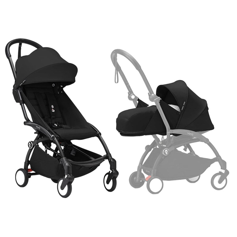 Stokke - YOYO3 Full Stroller with Frame, 0+ Newborn and 6+ Color Pack - Black 