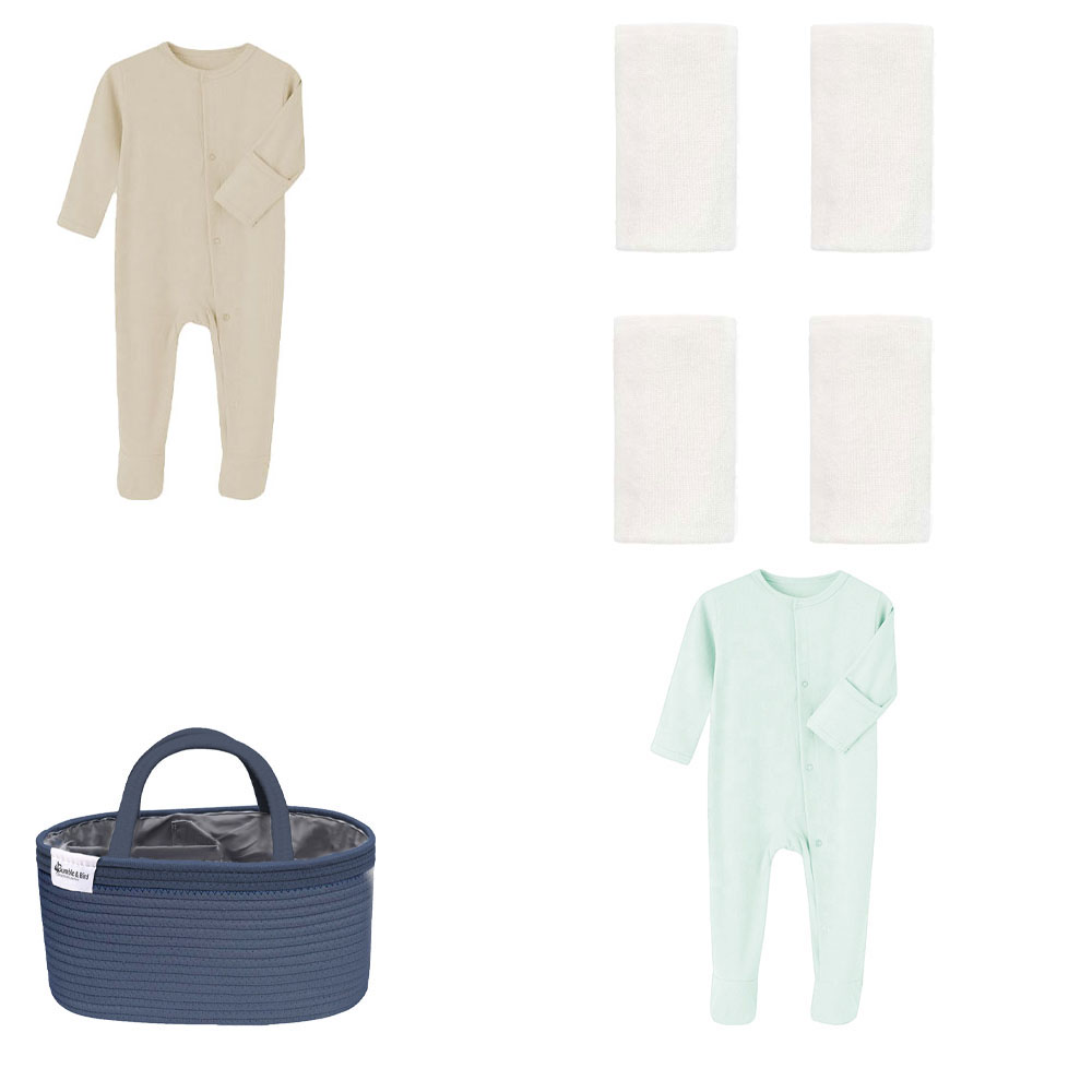 مجموعة هدايا ملابس نوم مع مستلزمات الاستحمام القابلة للتخصيص - 3-6 أشهر - 4 قطع