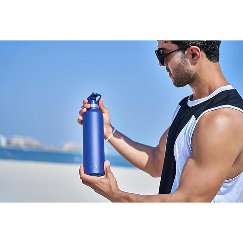 Moya - Coral Reef Insulated Water Bottle w/ Spout Lid - Navy - 1 L