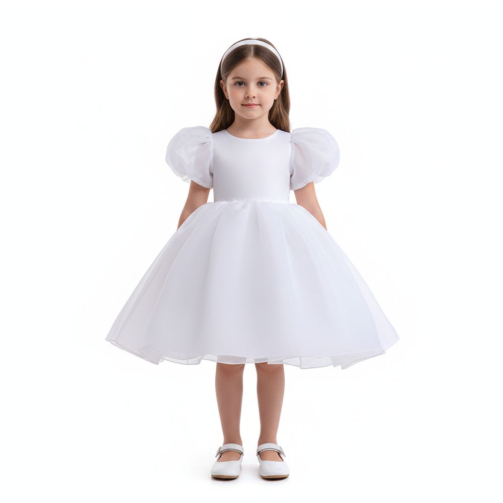 دي'دانييلا - فستان حفلات واسع من الاسفل - أبيض