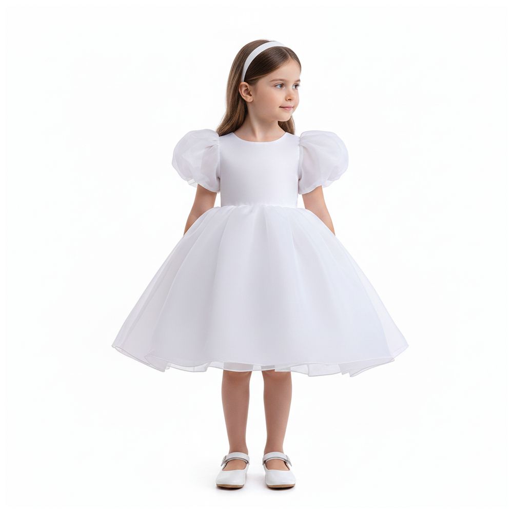 دي'دانييلا - فستان حفلات واسع من الاسفل - أبيض