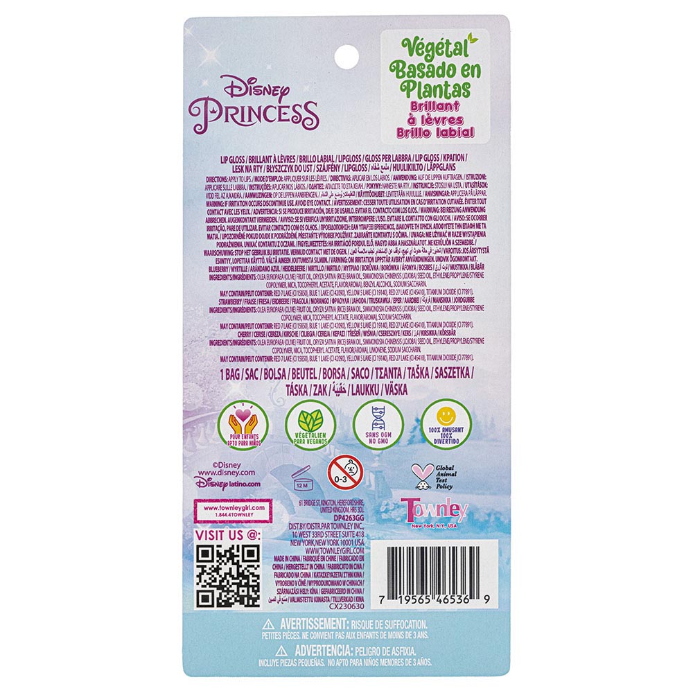 Townleygirl - Disney Princess Roll-On Lip Gloss With Micro Cosmetic Bag - 3pcs