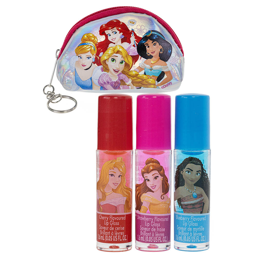 Townleygirl - Disney Princess Roll-On Lip Gloss With Micro Cosmetic Bag - 3pcs