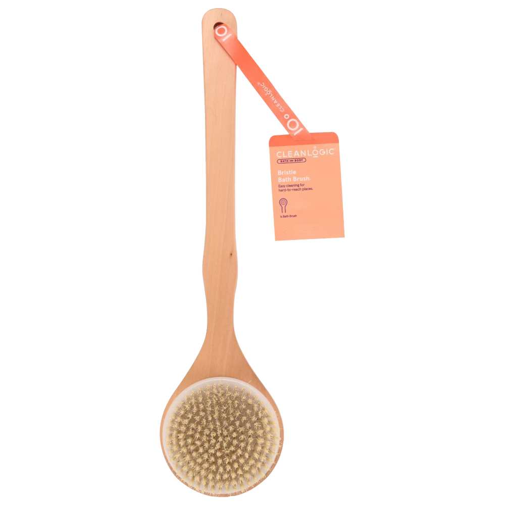 Cleanlogic - Bath & Body Wooden Handle Bristle Bath Brush CL-1 - Color May Vary