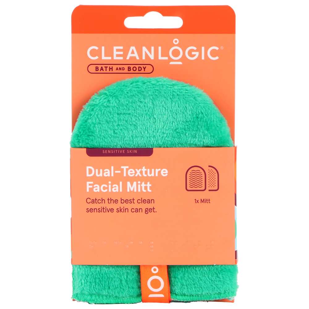 Cleanlogic - Dual Texture Facial Mitt - Color May Vary