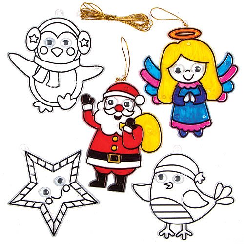 Baker Ross - Christmas Wiggle Eye Suncatchers - Pack of 8