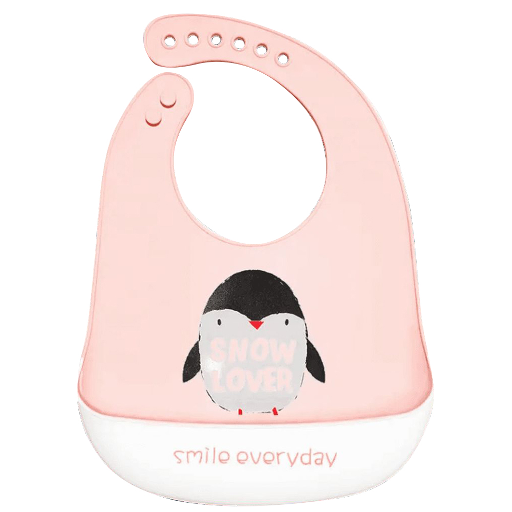 Little Angel Smile Everyday Snow Lover Baby Silicon Bib - Pink/White