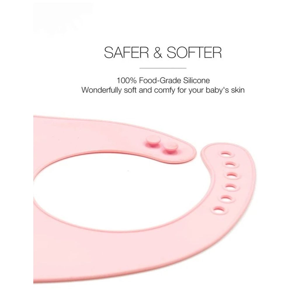 Little Angel Smile Everyday Snow Lover Baby Silicon Bib - Pink/White