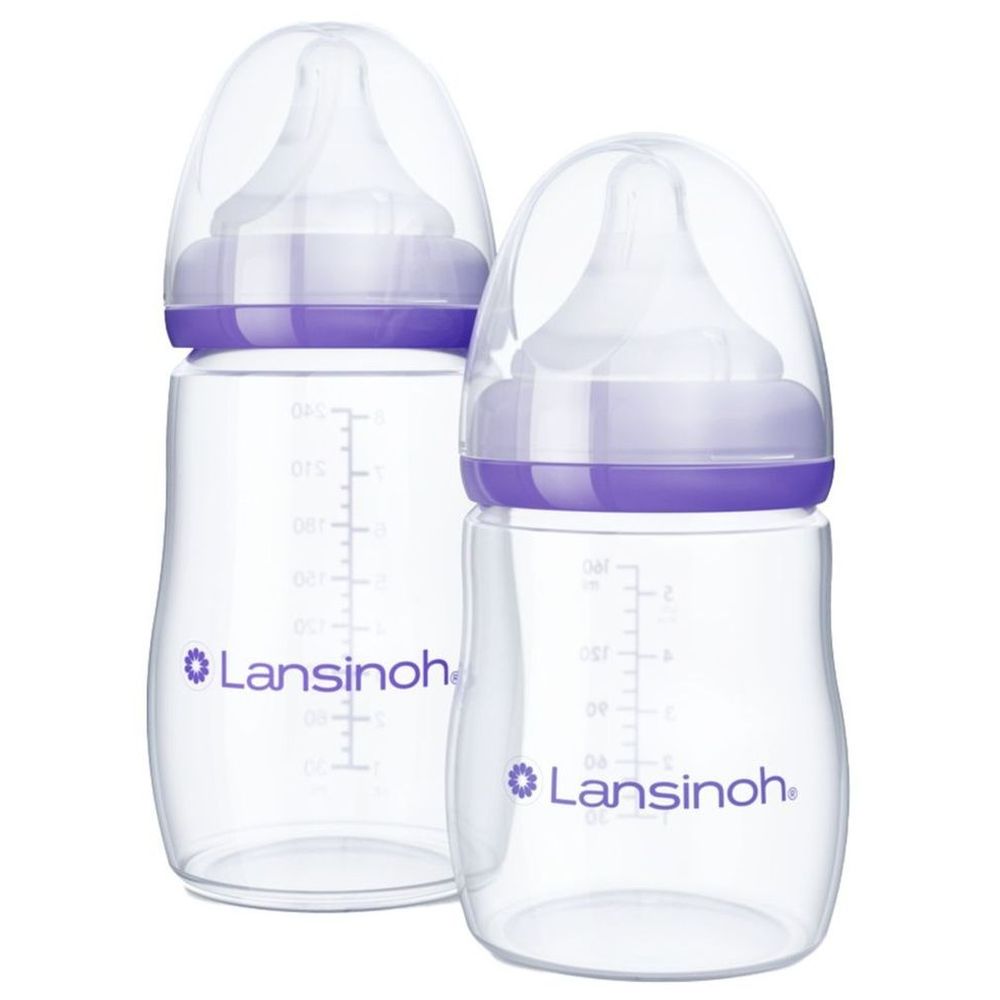 Lansinoh - Feeding Bottle with Natural Wave Teat - 160ml - Pack of 2