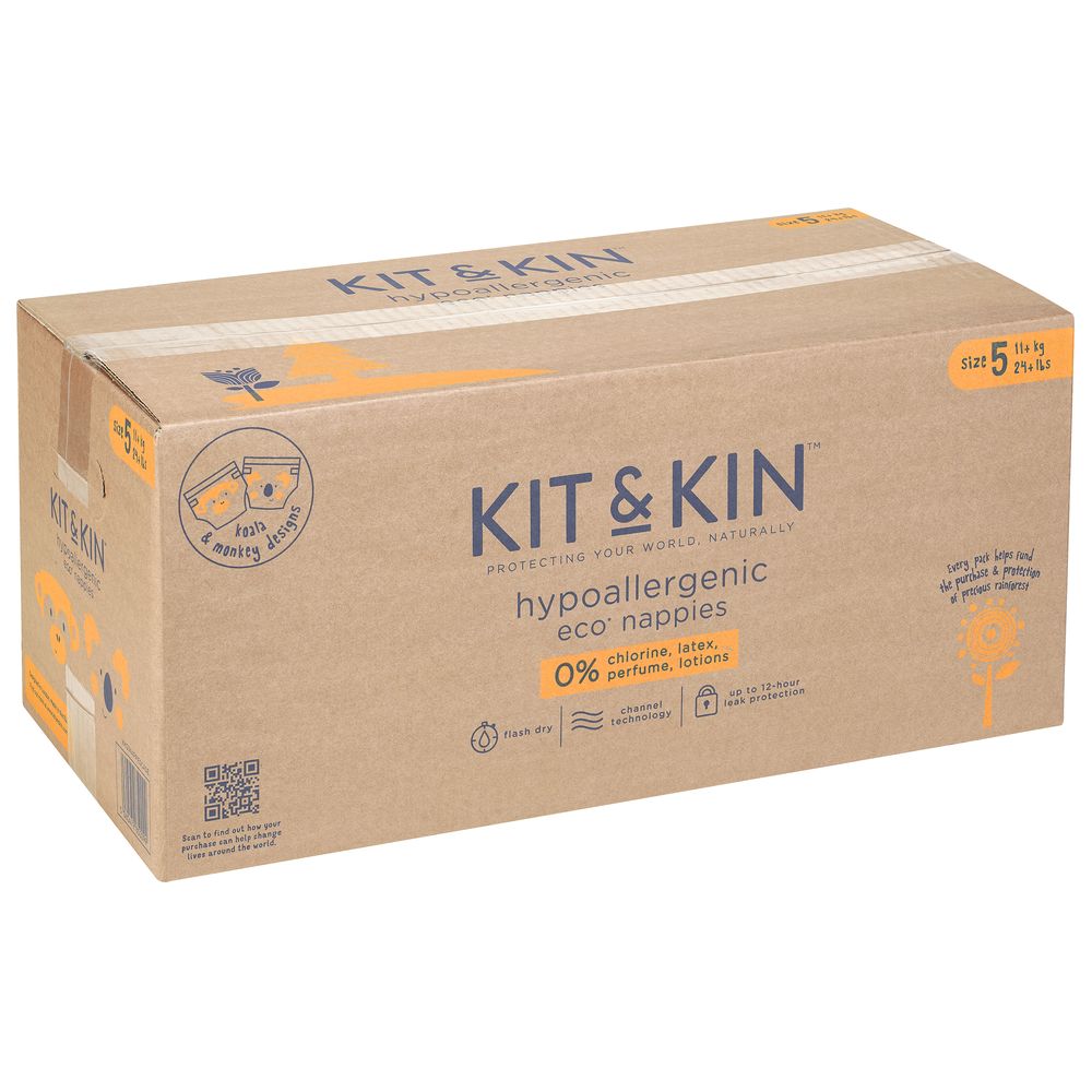 Kit & Kin Eco Diapers Size 5 - 11+ kg - Pack of 4 - 112 Diapers