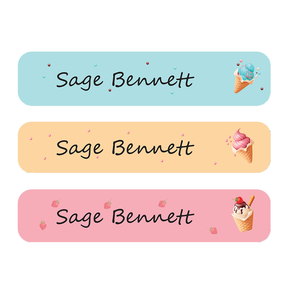 Ladybug Labels - Personalized Waterproof Labels - Ice Cream - 111pcs