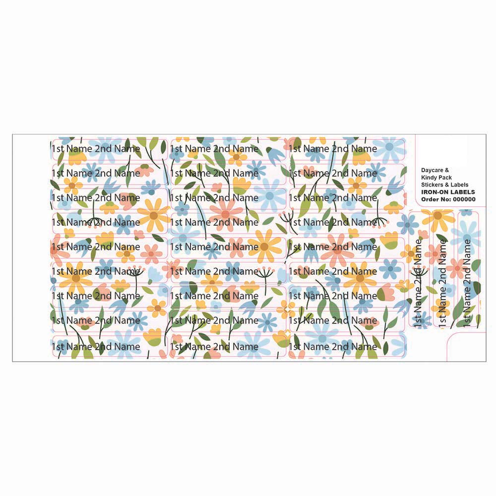 Ladybug Labels - Personalized Iron On Labels - Flower Wallpaper - 50pcs