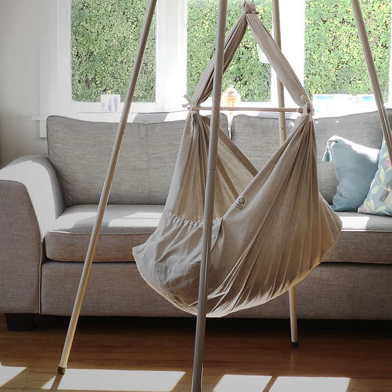 Natures Sway - Organic Baby Hammock With Steel Stand - Sand