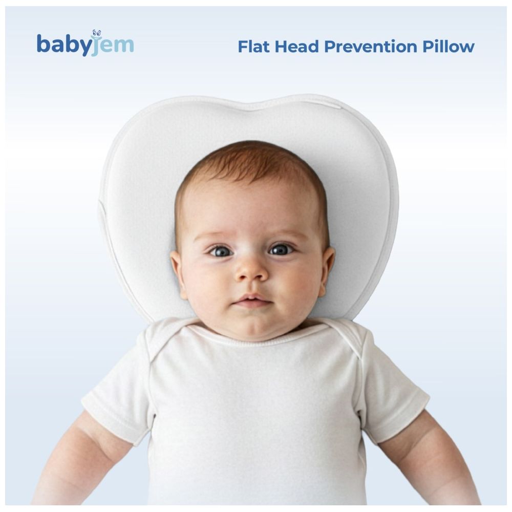 Babyjem - Flat Head Prevention Baby Pillow - Ecru
