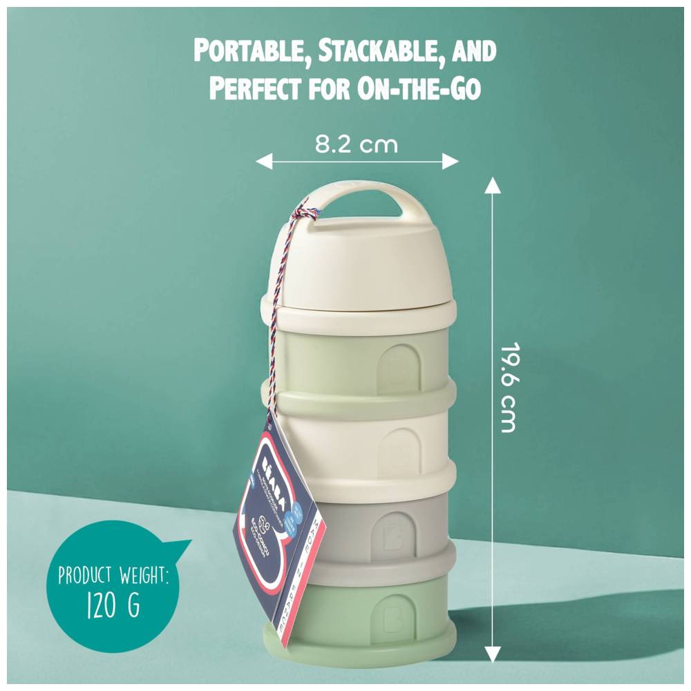 Beaba - 4 Compartments Formula Milk Container - White/Green