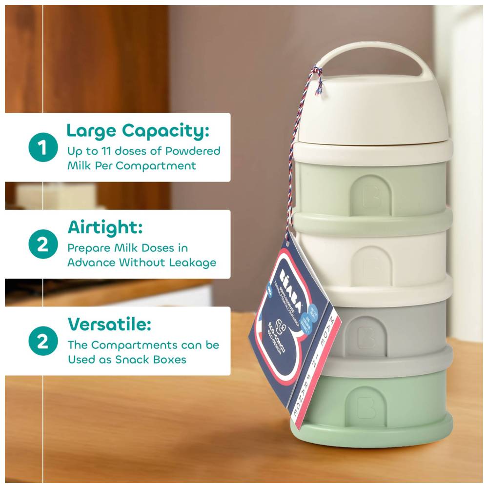 Beaba - 4 Compartments Formula Milk Container - White/Green
