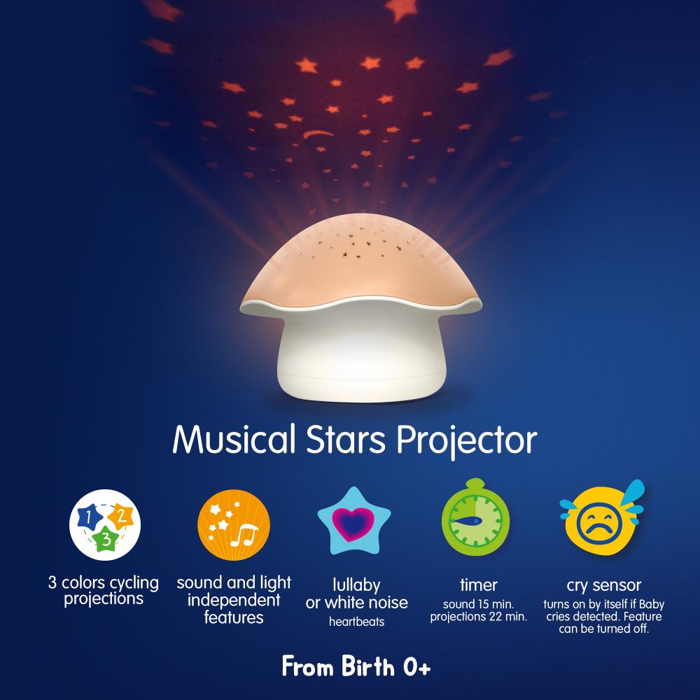 Pabobo - Musical Stars Projector Mushroom - Pink