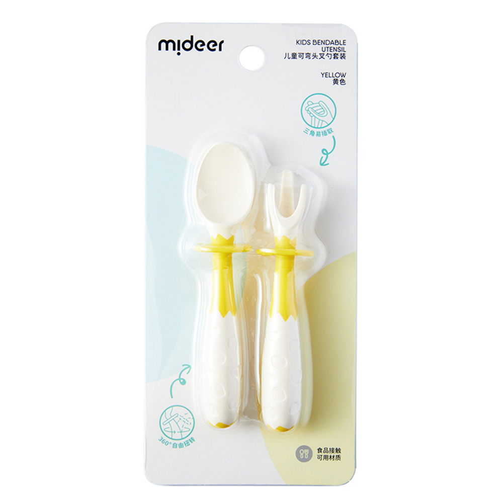 Mideer Bendable Cutlery For Kids - 2pcs - Yellow