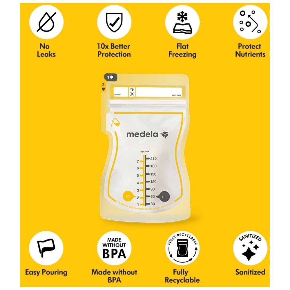 ميديلا - أكياس تخزين حليب الثدي سهلة الصب 210 مل - 50 كيسًا