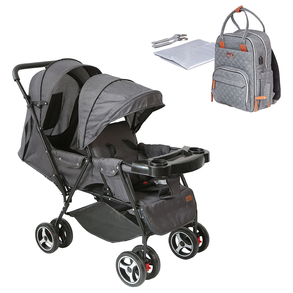 Moon - Magnum Easy Fold Twin Stroller With Nutra Diaper Backpack