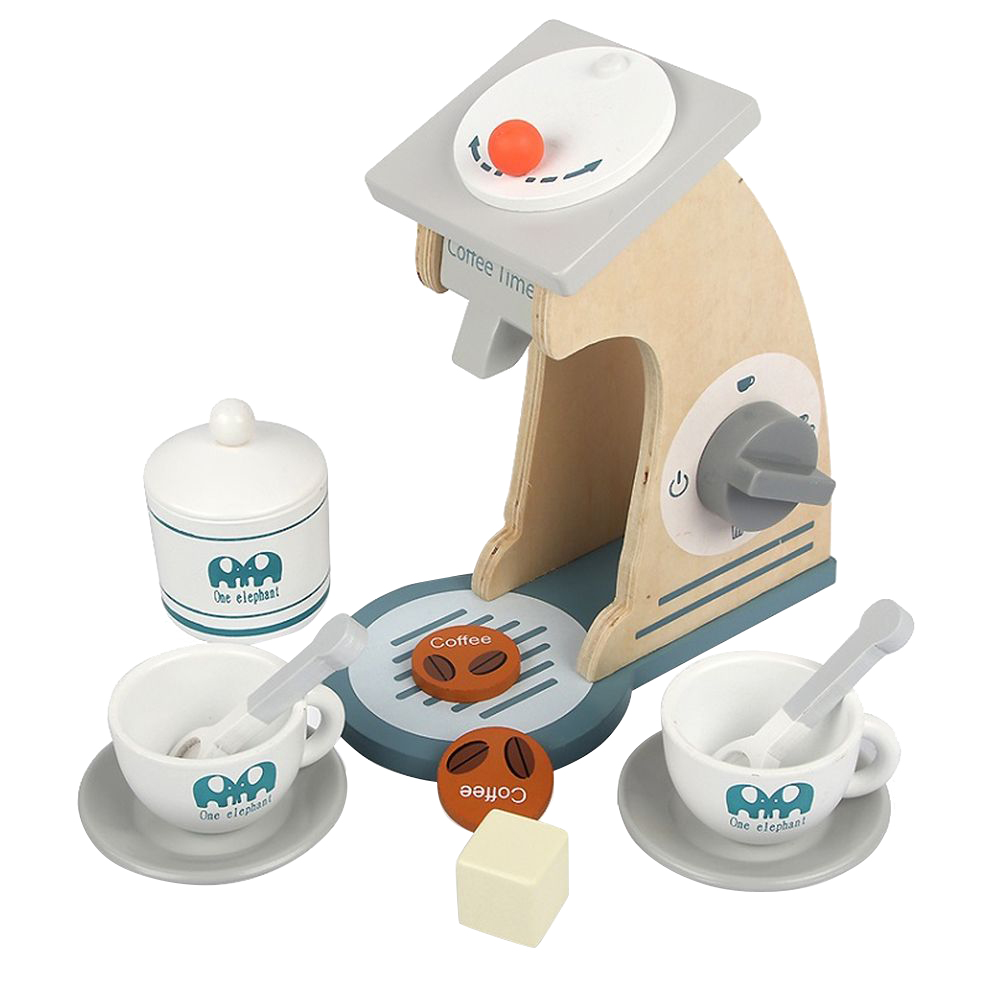 Little Angel Kids Wooden Coffee Maker Toy Pretend Play Set