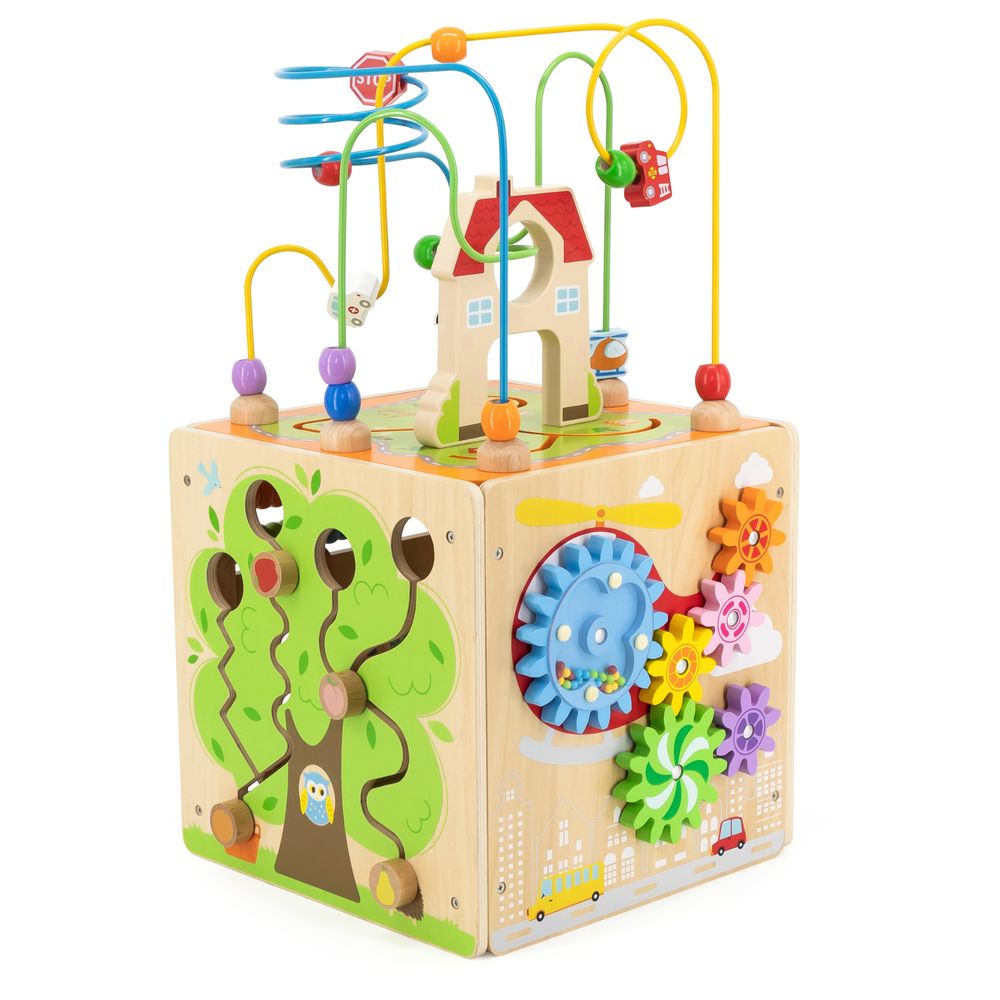 Viga - 5-in-1 Activity Box Montessori Wooden Multi-Activity Play Center