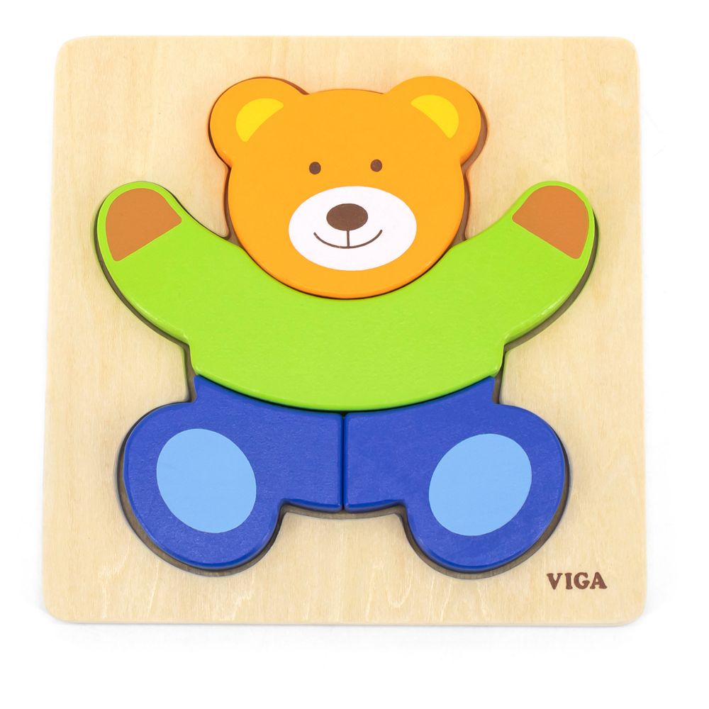 Viga - Bear Block Puzzle Montessori Wooden Toy - 4pcs
