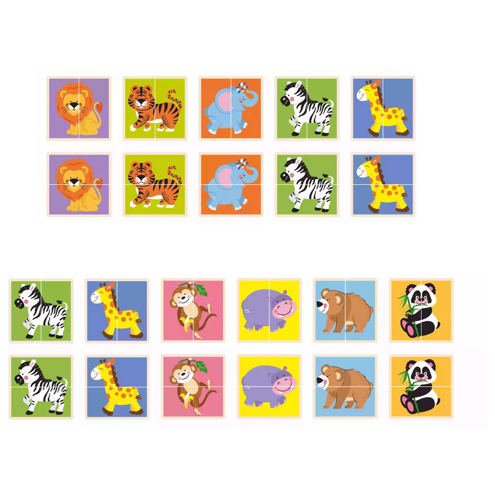 Viga - Wild Animals - 36pcs Mix & Match Puzzle Montessori Wooden Toy