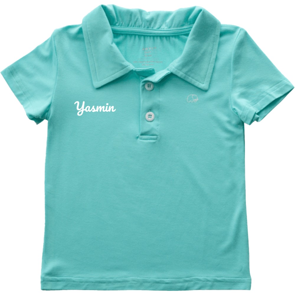 Anvi Baby - Personalized Boy's Short Sleeves Polo T-Shirt - Aqua Blue_2T