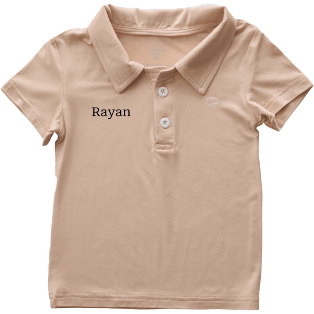 Anvi Baby - Personalized Girl's Short Sleeves Polo T-Shirt - Coral Peach_2T