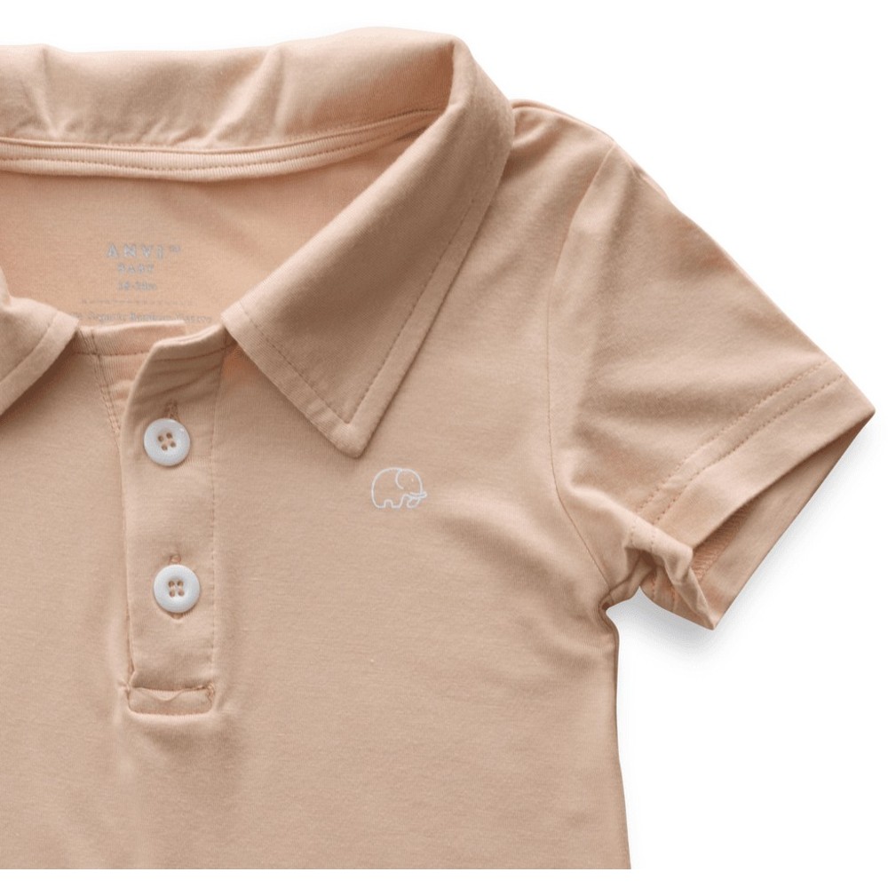 Anvi Baby - Personalized Girl's Short Sleeves Polo T-Shirt - Coral Peach_2T