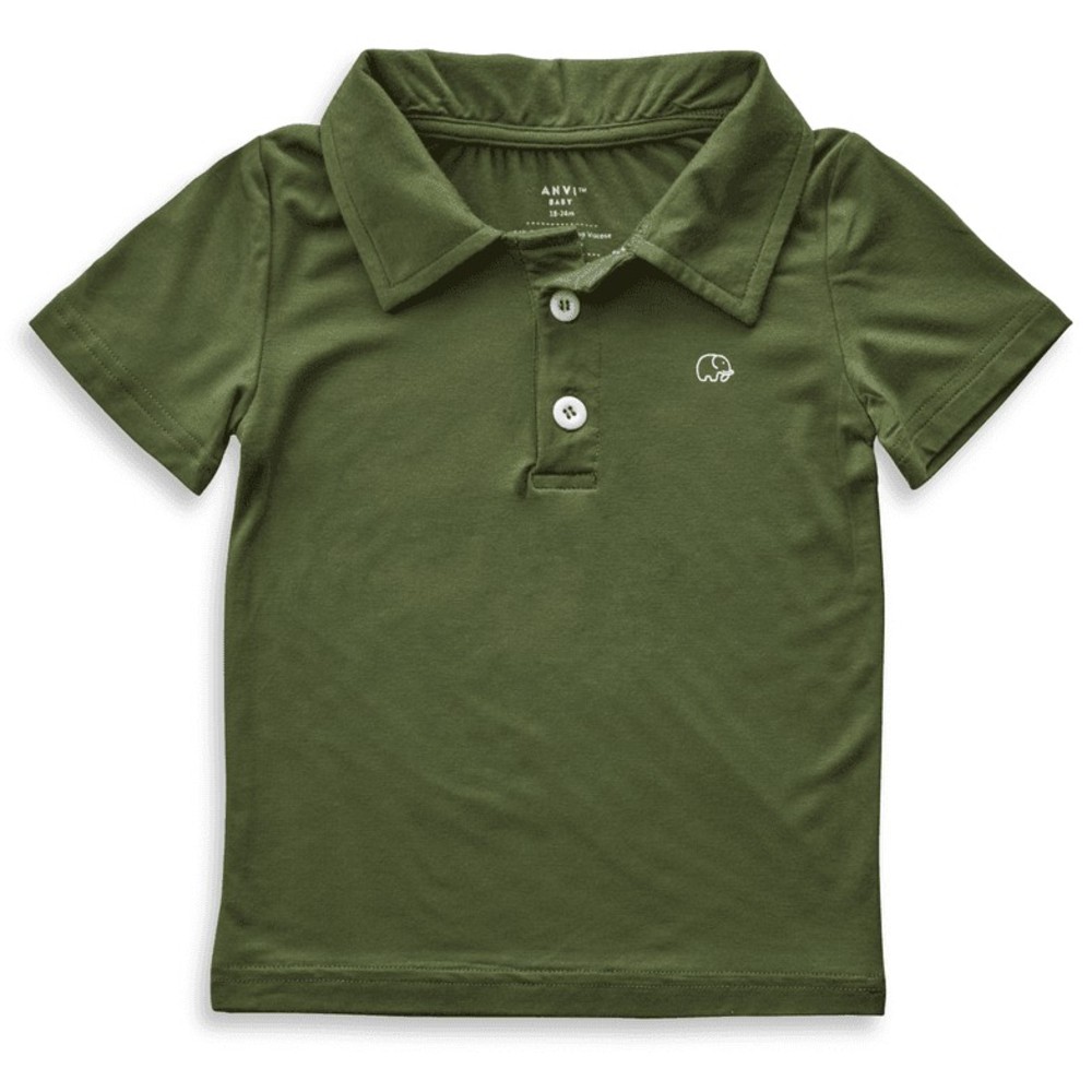 Anvi Baby - Personalized Short Sleeves Polo T-Shirt - Dark Green_2T