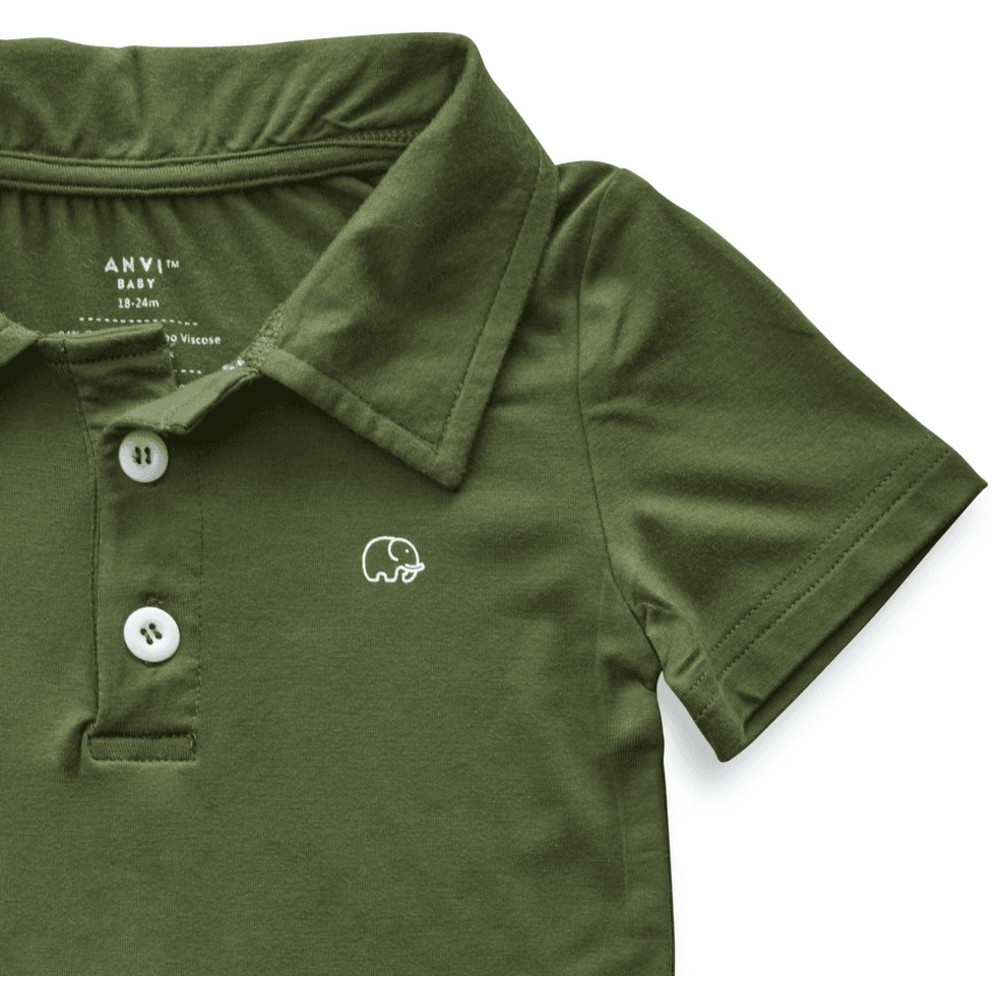 Anvi Baby - Personalized Short Sleeves Polo T-Shirt - Dark Green_2T
