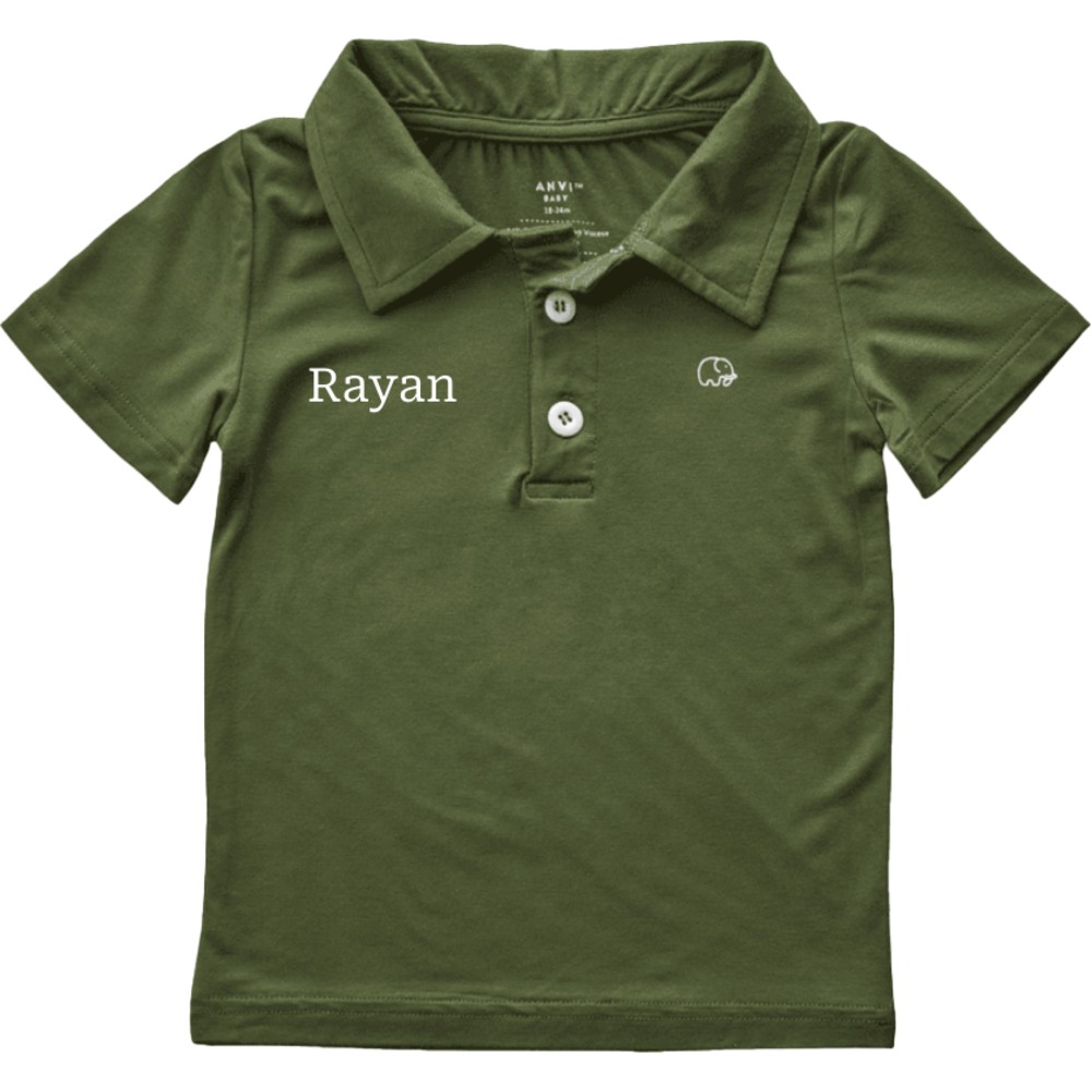 Anvi Baby - Personalized Kids Short Sleeves Polo T-Shirt - Dark Green_3T