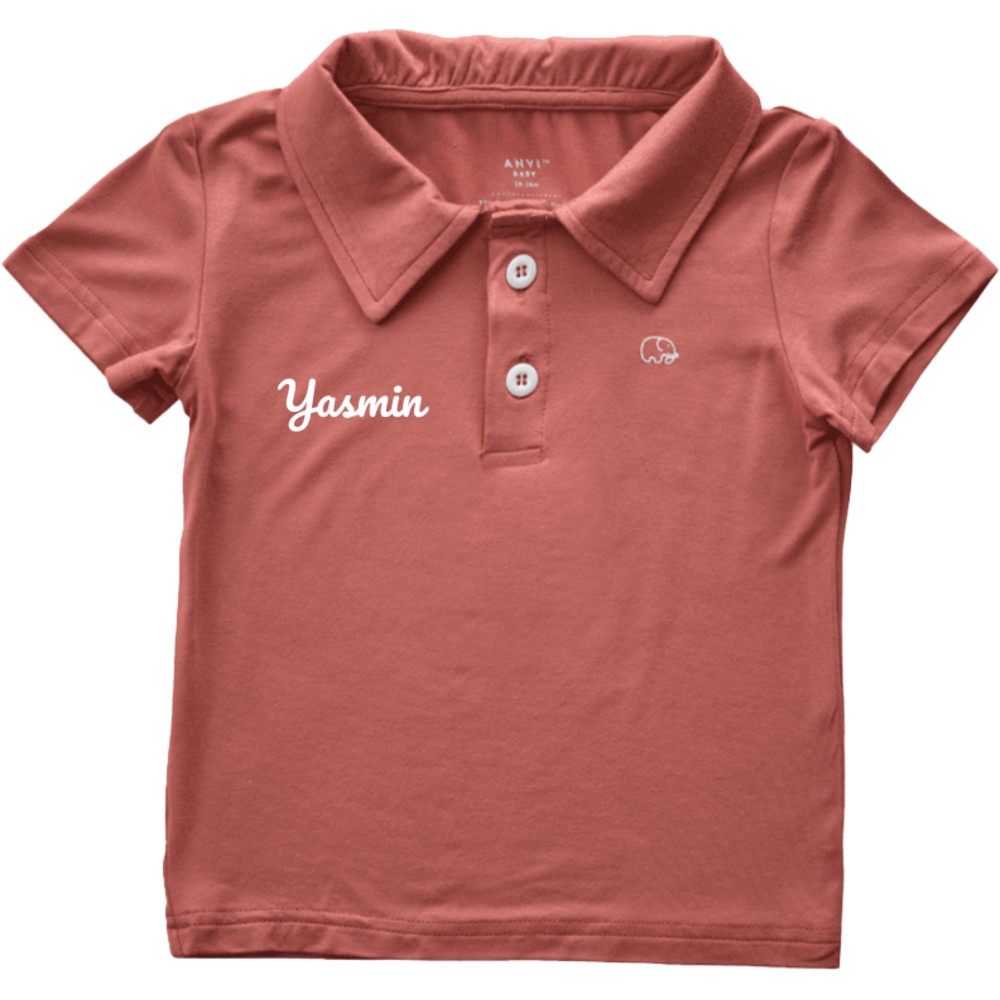 Anvi Baby - Personalized Short Sleeves Polo T-Shirt - Maroon_2T