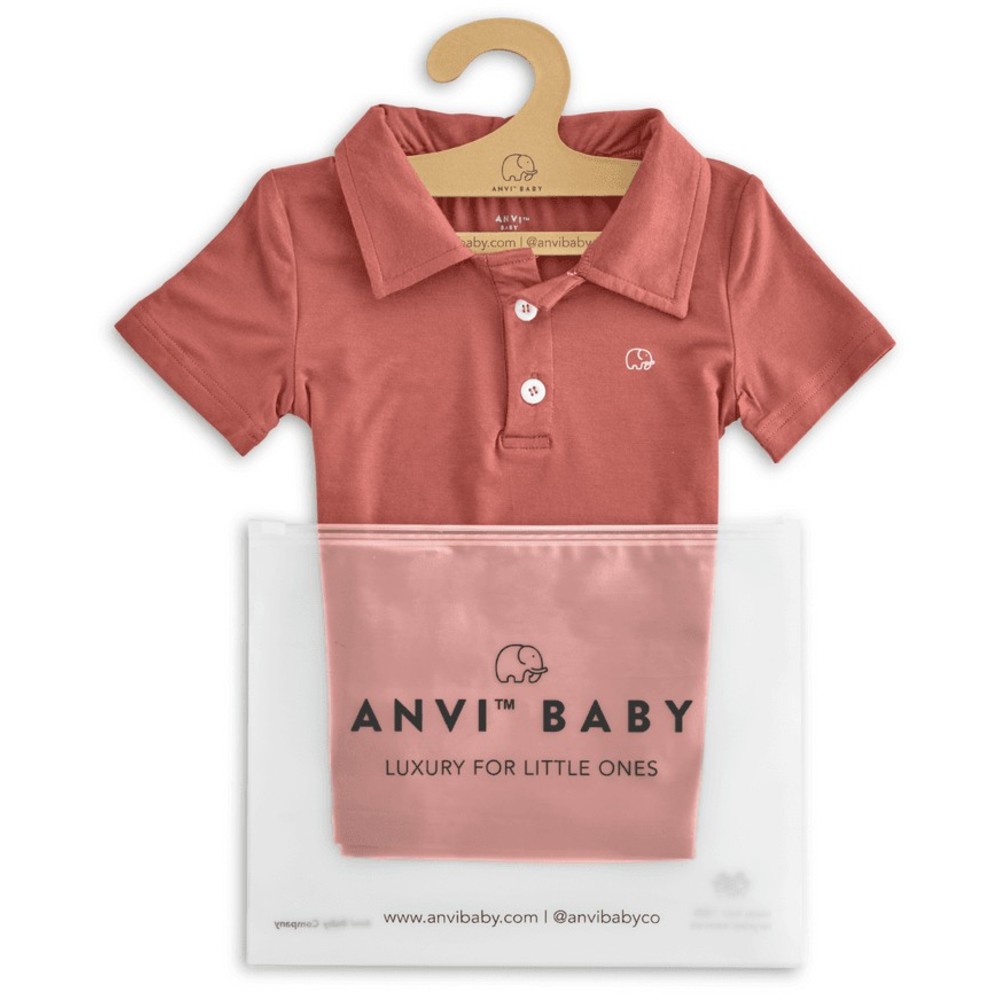 Anvi Baby - Personalized Short Sleeves Polo T-Shirt - Maroon_2T