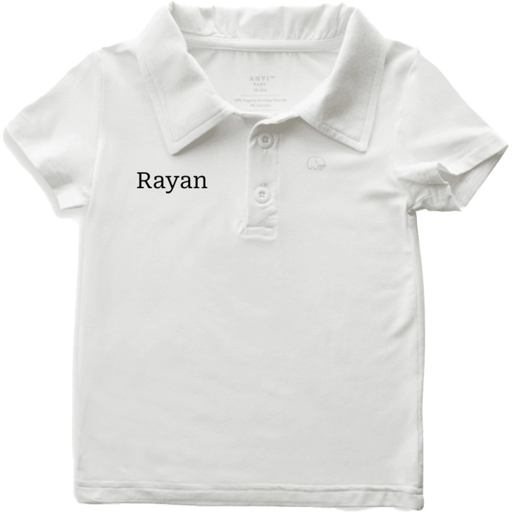 Anvi Baby - Personalized Short Sleeves Polo T-Shirt - White_2T