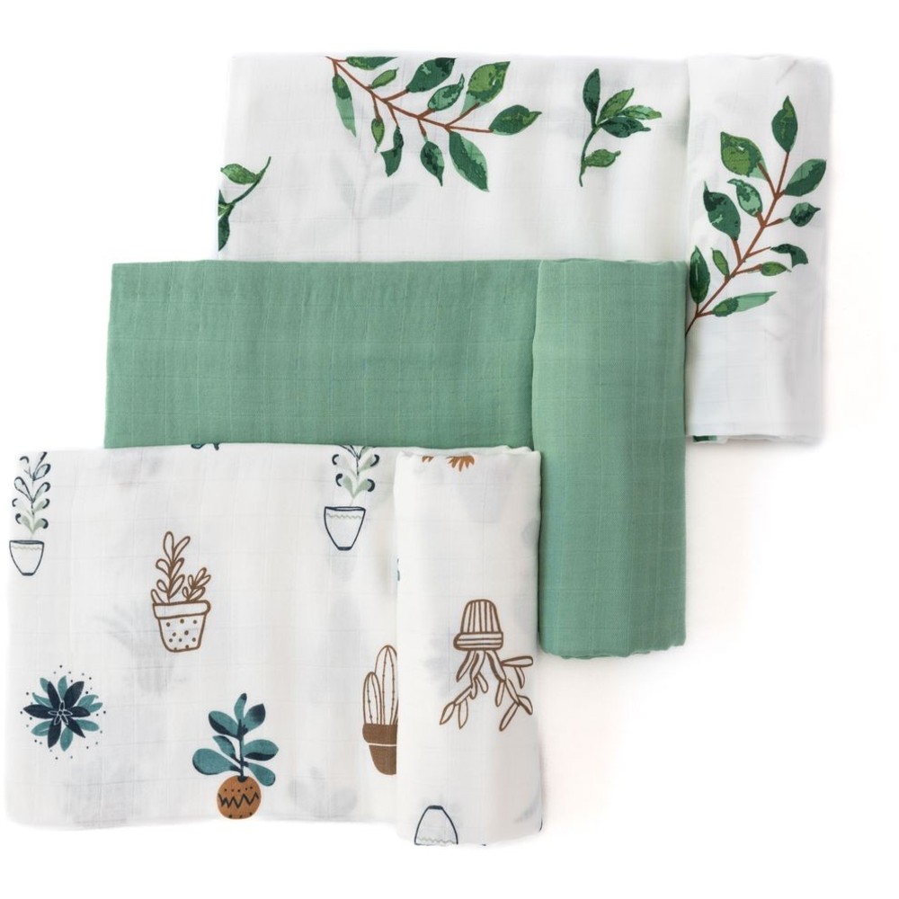 أنفي بيبي - طقم قماط خيزران غرين بلانيت قابلة للتخصيص - 3 قطع