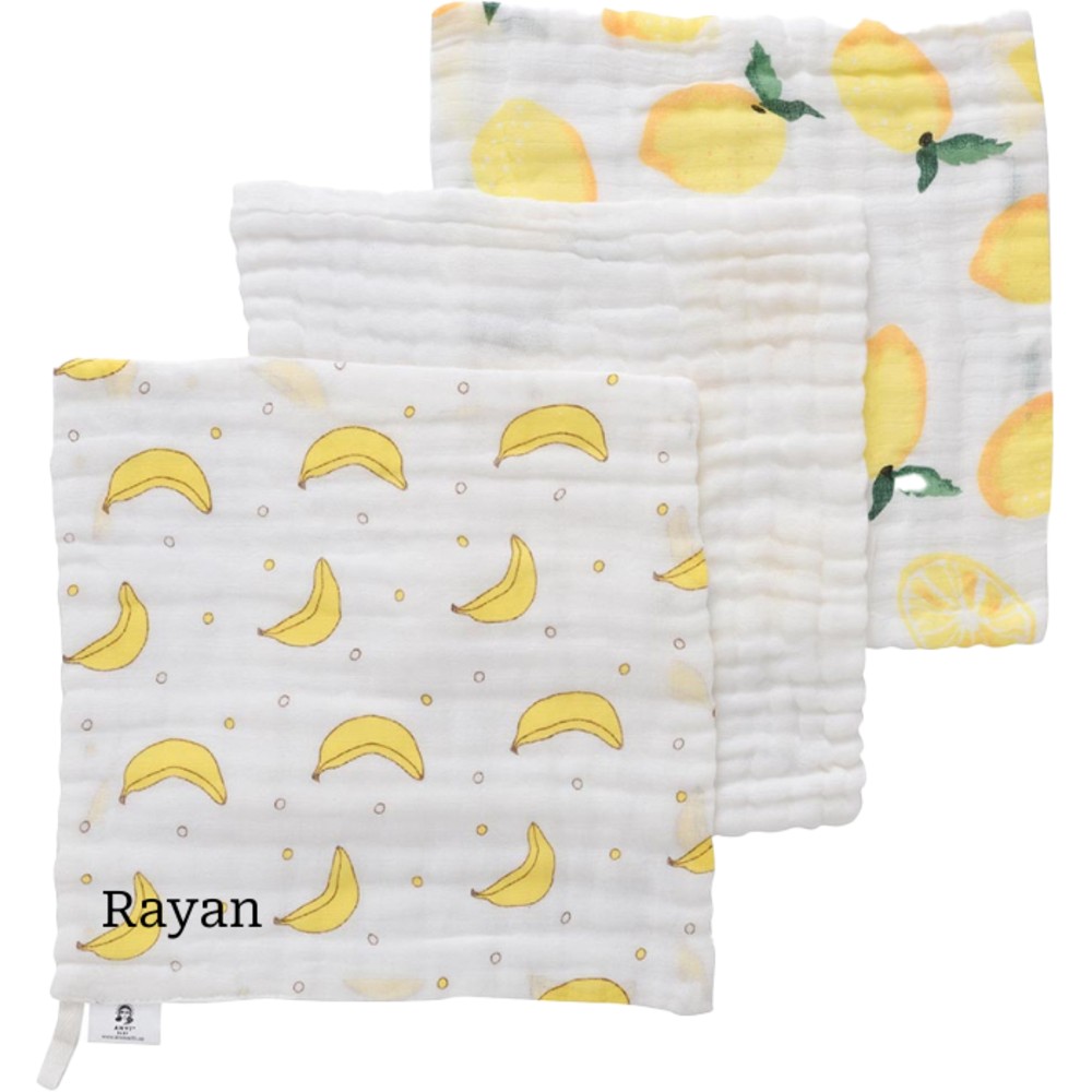 أنفي بيبي - طقم مناشف وجه وتجشؤ قابل للتخصيص - غو باناناز - 3 قطع