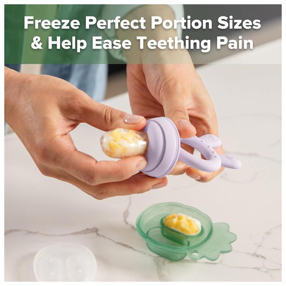 Haakaa Freeze-N-Feed Fresh Food Feeder Teether And Nibble Tray Set - Lavender - 2pcs