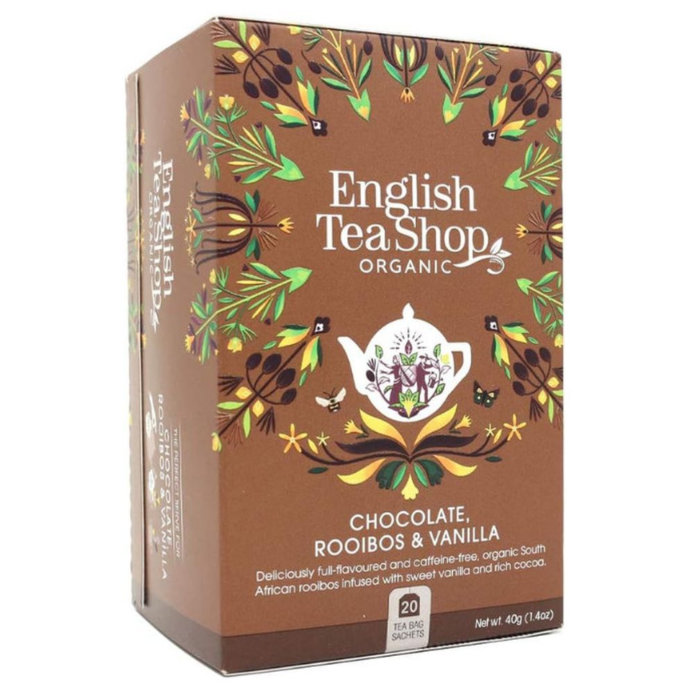 English Tea Shop - Organic Chocolate Rooibos & Vanilla - 100% Organic Tea - 20 Teabags 50g