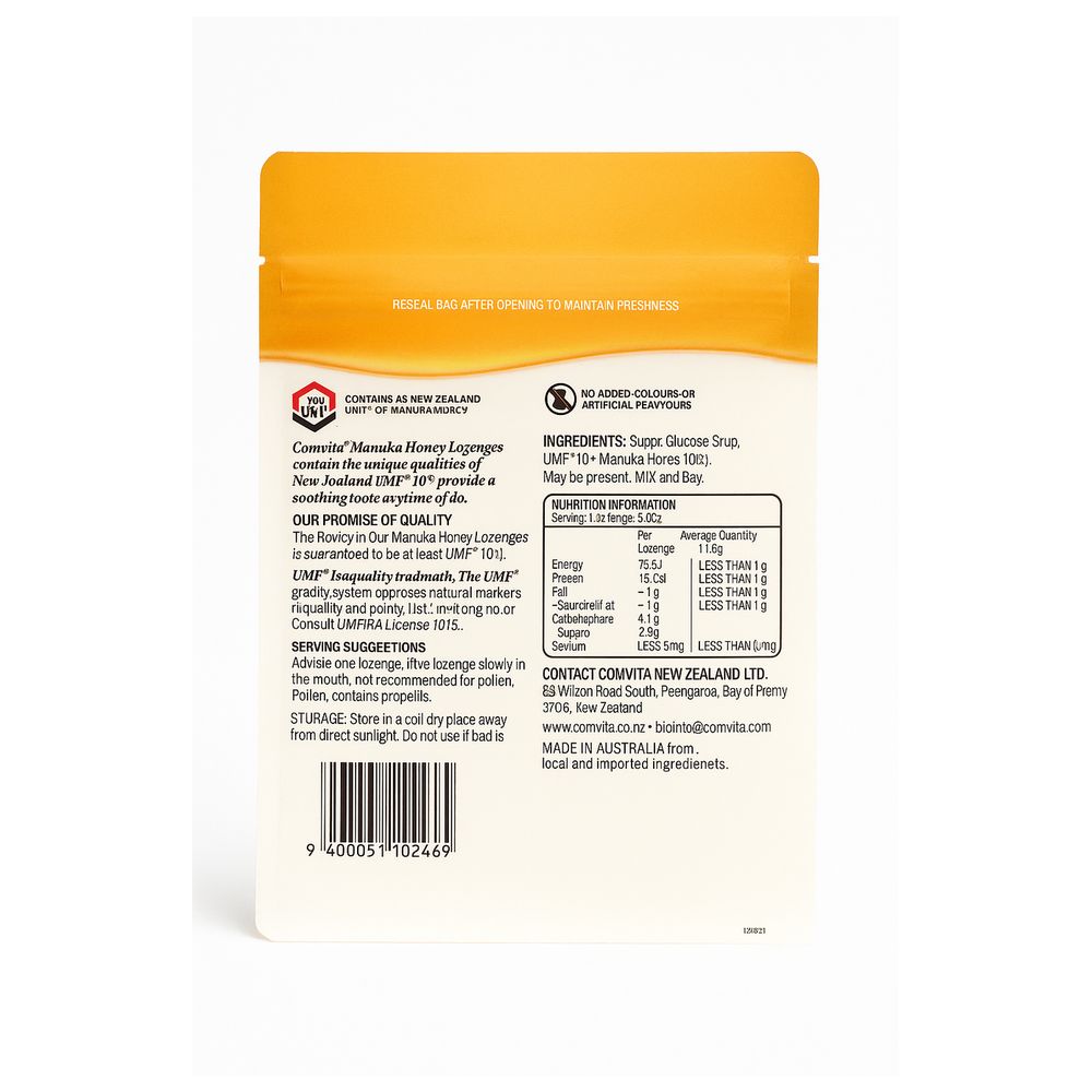 Comvita - Soothing Manuka Honey Lozenges - Zesty Lemon - 12 Pcs