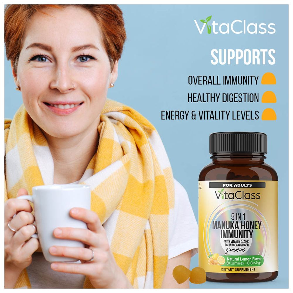 Vitaclass - 5-in-1 Manuka Honey Immunity Gummies For Adults - 60 Pcs