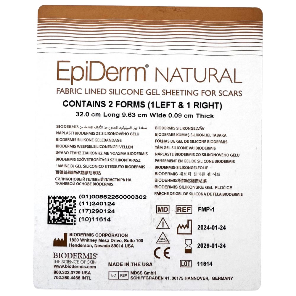 Bioderms - Epiderm Fabric Lined Silicone Gel Scar Sheets - Natural - 2 Pcs